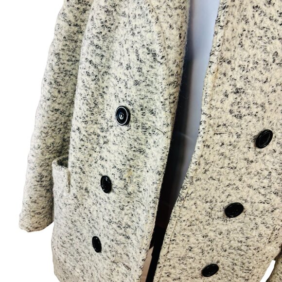Forever 21 White & Black Flecked Pea Coat - Size M - Worn Once - Picture 5 of 11